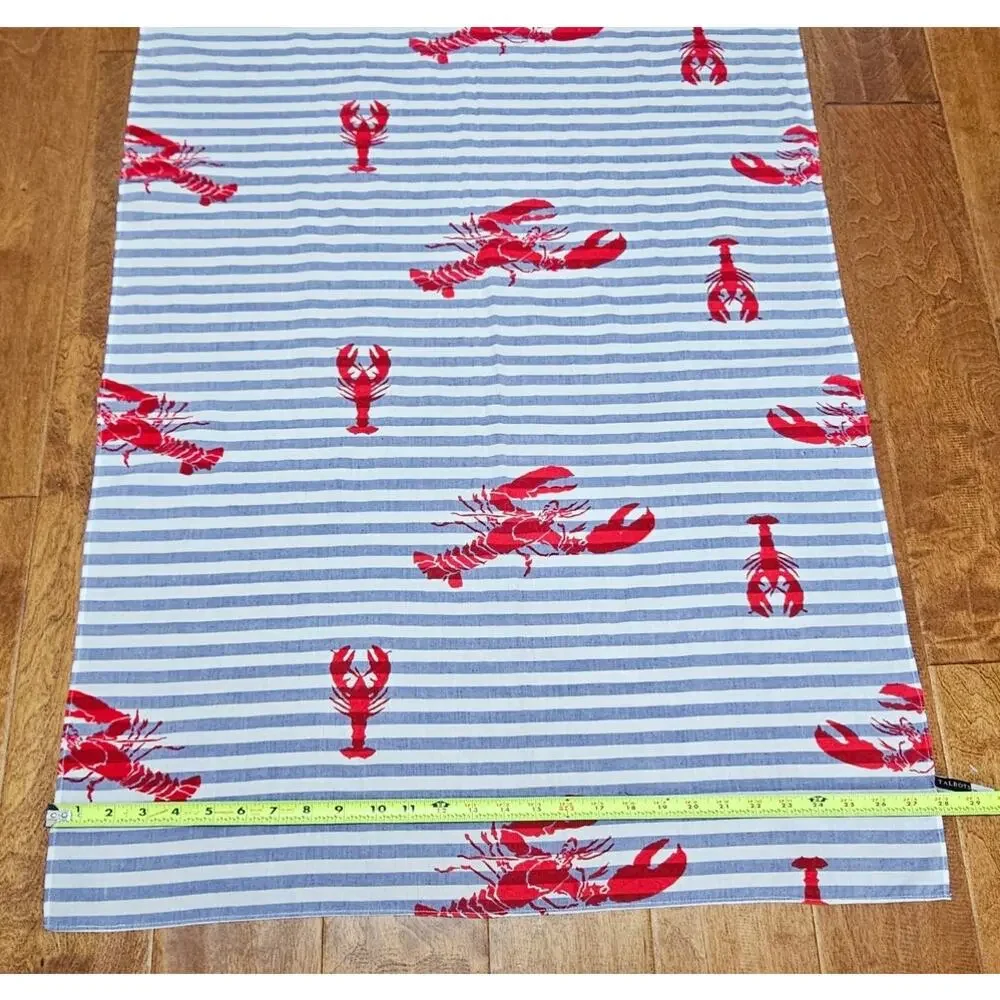 TALBOTS Nautical Preppy Striped White & Blue Red Velvety Lobster Scarf  73 x 28